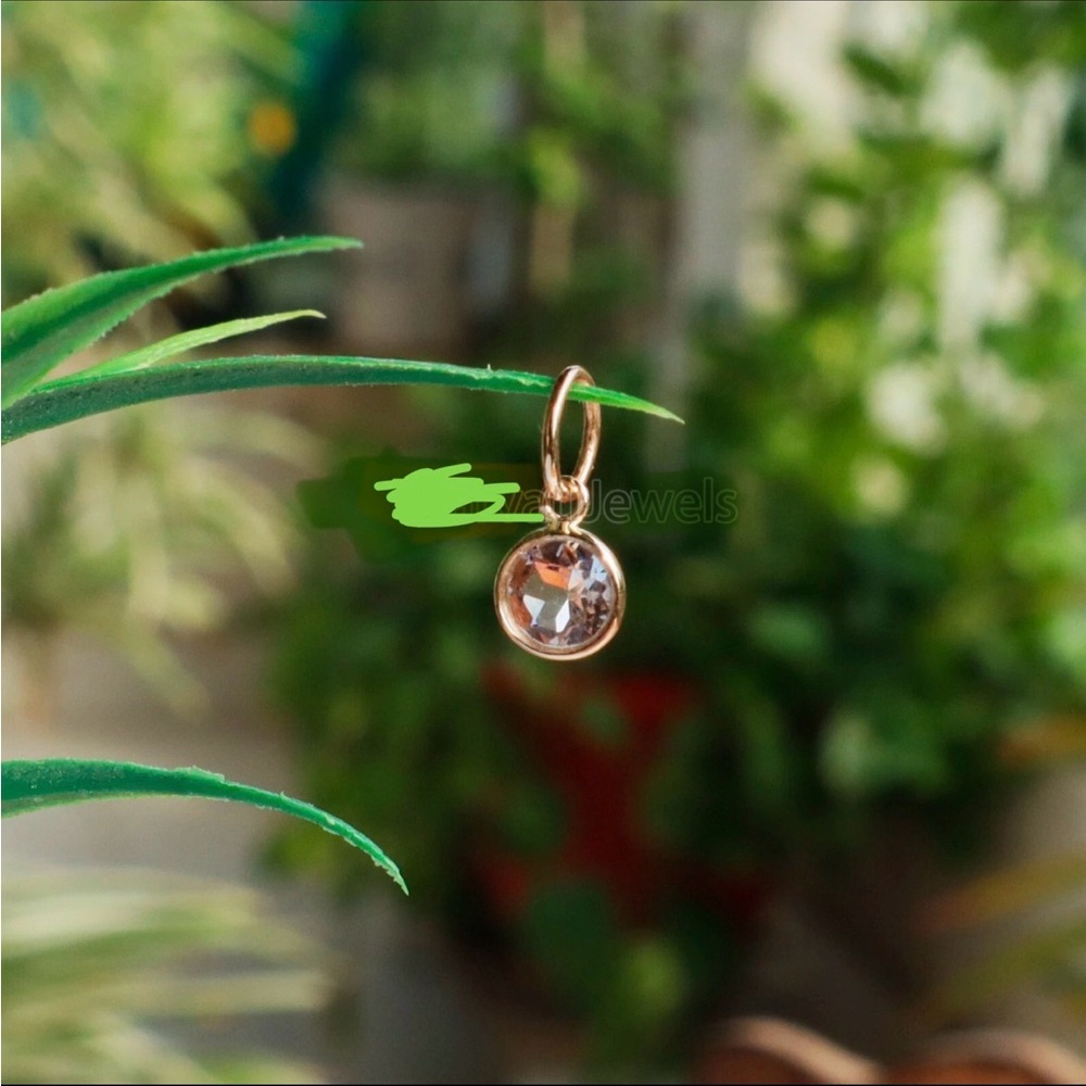18K Peach Morganite Solid Gold Charm